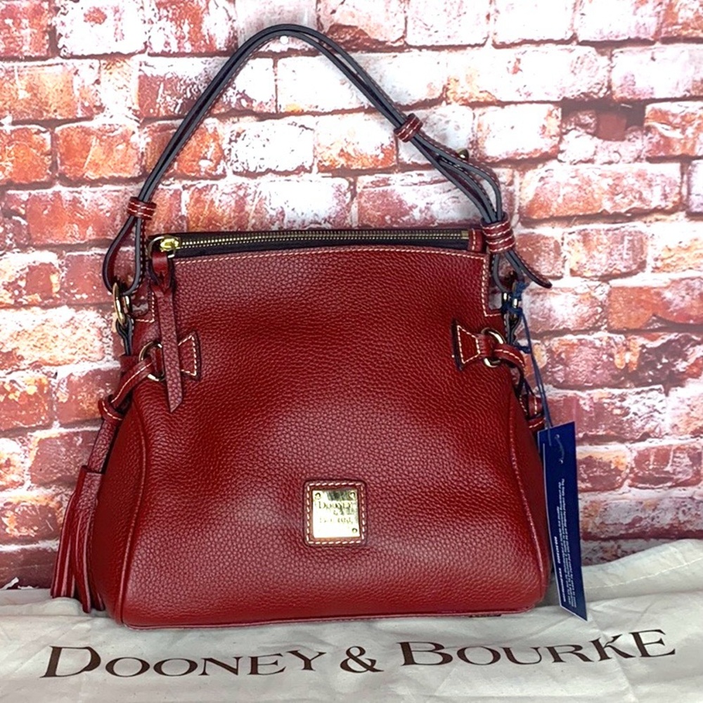 Dooney & Bourke Wine Red Pebbled Tassel Shoulder Bag